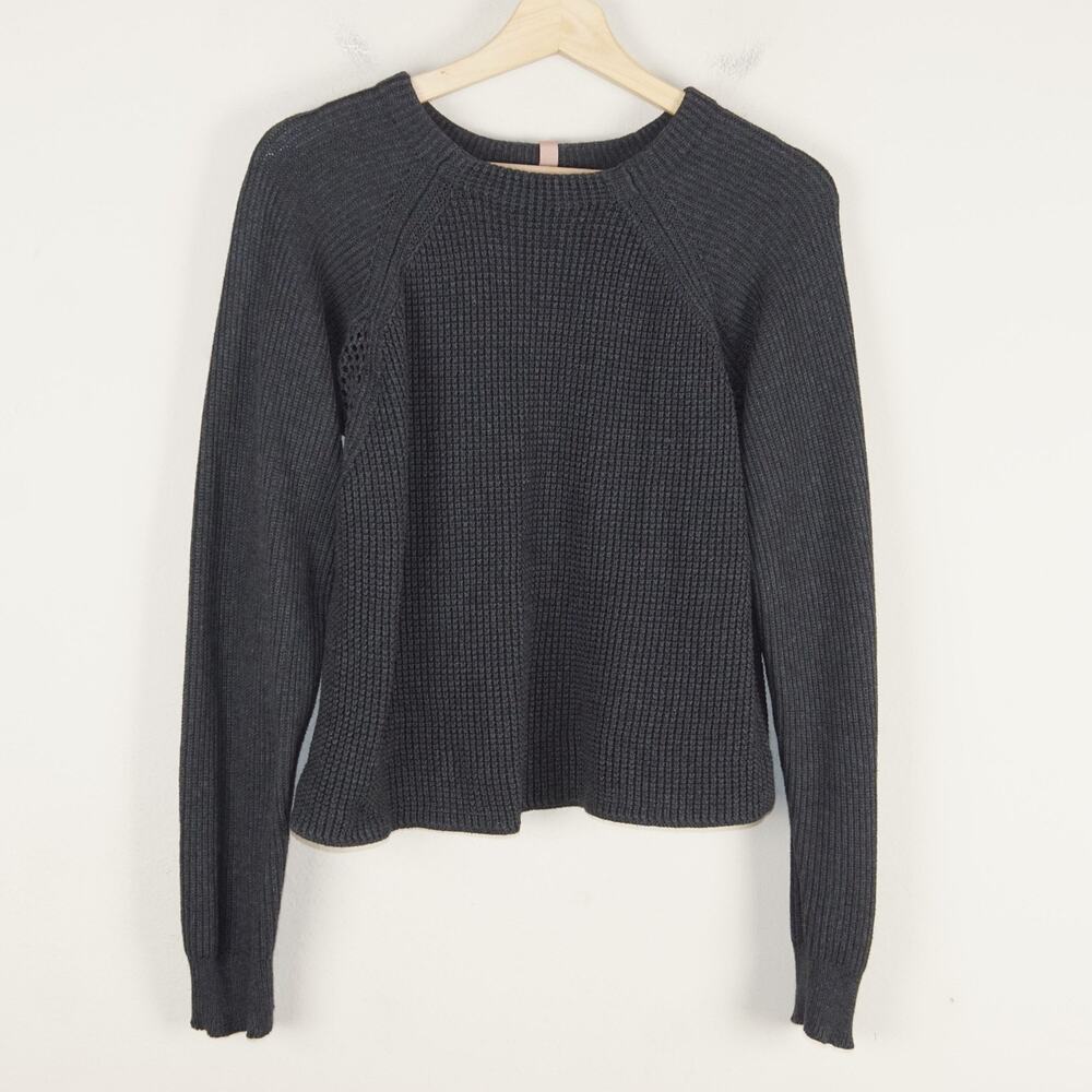Lunya Pima Cotton Alpaca Blend Gray Knit Pullover Sweater Womens Sz S